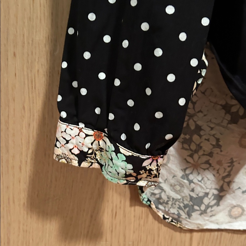Maeve Anthropologie mixed media black and print shirt - Picture 6 of 8